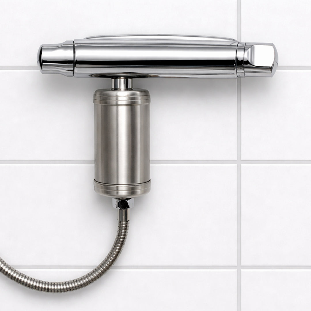 Duschfilter – inkl. 2 Kolfilter (Rostfritt stål)